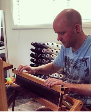 Dane using a saori loom.